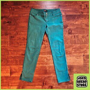 Vintage Forever 21 Teal Stretch Skinny Zippered Leg Jeans Size 30 Y2K Scene